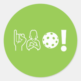 I Liebe Pickleball (Deaf) Runder Aufkleber