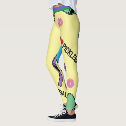 I Liebe Pickleball gelb (XL Kachelgröße) Leggings (Links)