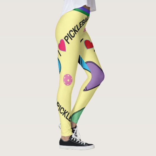 I Liebe Pickleball gelb (XL Kachelgröße) Leggings (Rechts)