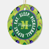 I Liebe Pickleball grün, mit Namen, Initial, Text Keramik Ornament (Links)