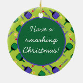 I Liebe Pickleball grün, mit Namen, Initial, Text Keramik Ornament (Hinten)