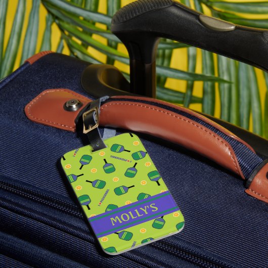 I Liebe Pickleball-grüner Gepäckträger-Tag Gepäckanhänger (Vorderseite Insitu 1)