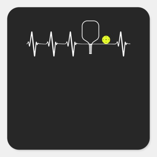 I Liebe Pickleball Heartbeat Quadratischer Aufkleber (Vorderseite)