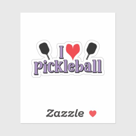 I Liebe Pickleball Lila Text Pickleball Paddle Aufkleber (Blatt)