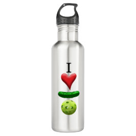 I Liebe Pickleball - Logo Edelstahlflasche