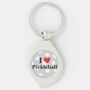 I Liebe Pickleball Metal Schlüsselanhänger