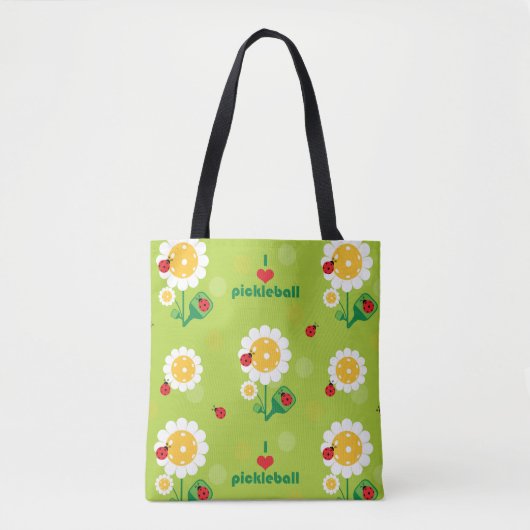 I Liebe Pickleball mit Ladybugs Tasche (Vorderseite)
