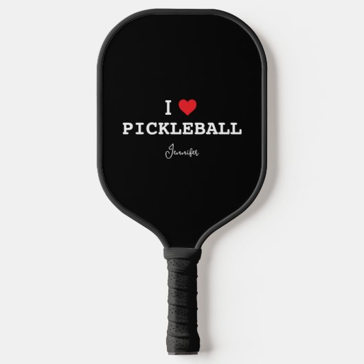 I Liebe Pickleball mit Personalisiertem Namen Schläger (Vorderseite)