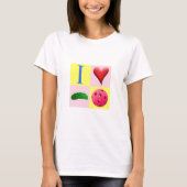 I Liebe Pickleball mit rosa T-Shirt (Vorderseite)