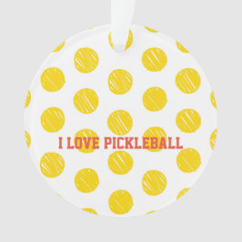 I LIEBE PICKLEBALL Moderner Gelbsportspass Ornament