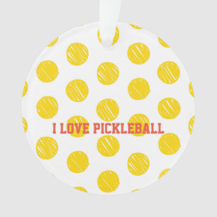I LIEBE PICKLEBALL Moderner Gelbsportspass Ornament