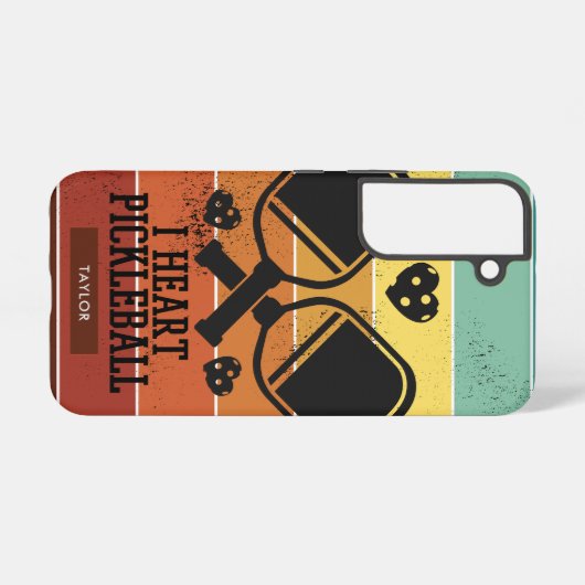 I Liebe Pickleball | Name des Retro-Streifen Samsung Galaxy Hülle (Rückseite (Horizontal))