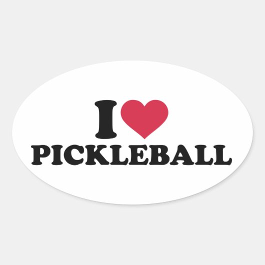 I Liebe Pickleball Ovaler Aufkleber (Vorderseite)