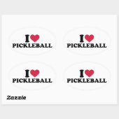 I Liebe Pickleball Ovaler Aufkleber (Blatt)
