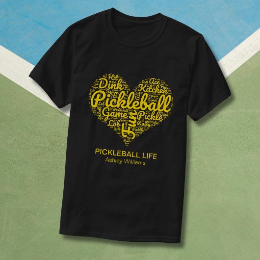 I Liebe Pickleball Personalisiert Name Word Art He T-Shirt