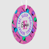I Liebe Pickleball pink mit Namen, Initial, Text Ornament (Vorderseite)
