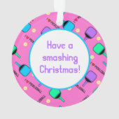 I Liebe Pickleball pink mit Namen, Initial, Text Ornament (Rückseite)