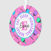 I Liebe Pickleball pink mit Namen, Initial, Text Ornament (Vorderseite)