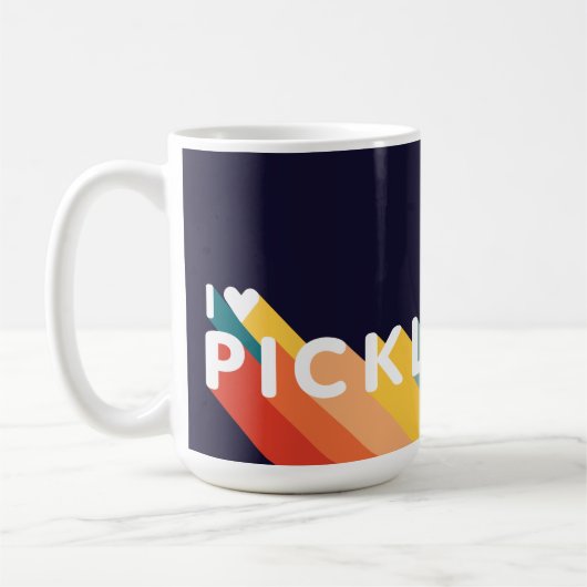 I Liebe Pickleball Rainbow Retro Kaffeetasse (Links)