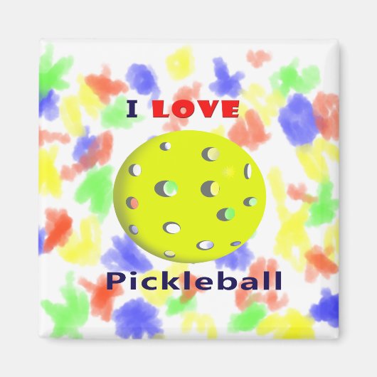 i Liebe pickleball red text pickleball graphic.pnn Magnet (Vorne)
