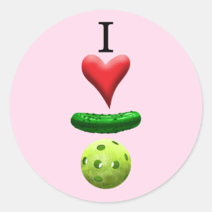 I Liebe Pickleball - Rosa - Runder Aufkleber