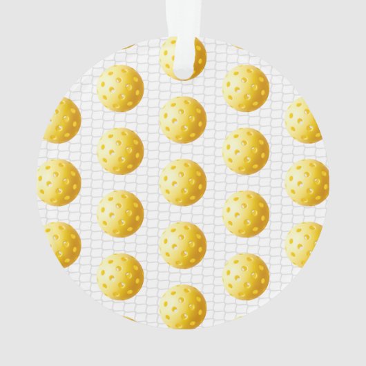 I LIEBE PICKLEBALL Sportspass Gelber Ball Netztext Ornament (Rückseite)
