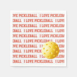 I LIEBE PICKLEBALL Sportspass Gelber Ball Netztext Serviette