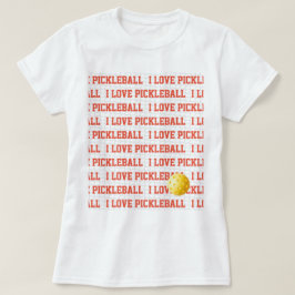 I LIEBE PICKLEBALL Sportspass Gelber Ball Netztext T-Shirt