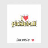 I Liebe Pickleball Text auf Gelb mit Rotem Herzen Aufkleber (Blatt)