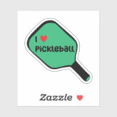 I Liebe Pickleball Text auf Green Pickleball Paddl Aufkleber (Blatt)