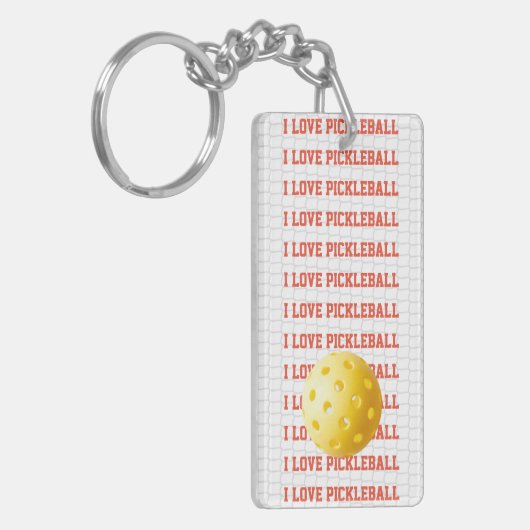 I LIEBE PICKLEBALL Text Sports Game Ball Net Fun K Schlüsselanhänger (Vorderseite links)