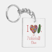 I Liebe Pickles & Pickleball Personalisiert Schlüsselanhänger (Vorderseite links)