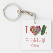 I Liebe Pickles & Pickleball Personalisiert Schlüsselanhänger (Vorderseite)