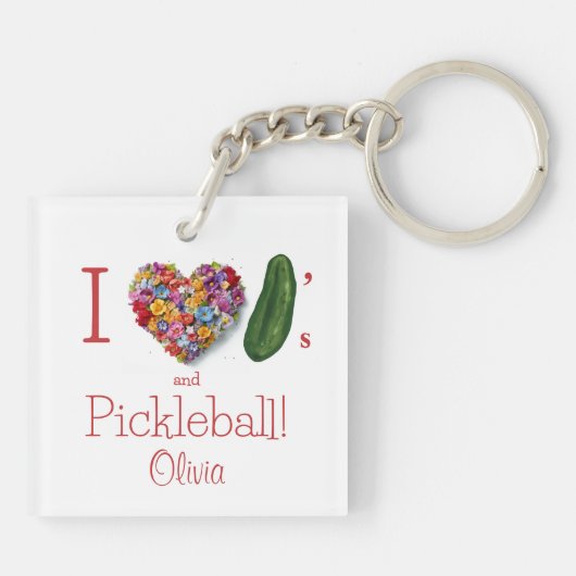 I Liebe Pickles & Pickleball Personalisiert Schlüsselanhänger (Rückseite)