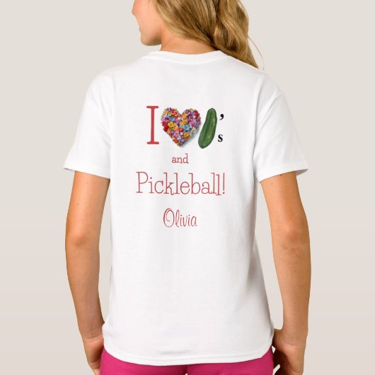 I Liebe Pickles & Pickleball Personalisiert T-Shirt (Rückseite)