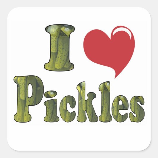 I Liebe Pickles Quadratischer Aufkleber (Vorderseite)