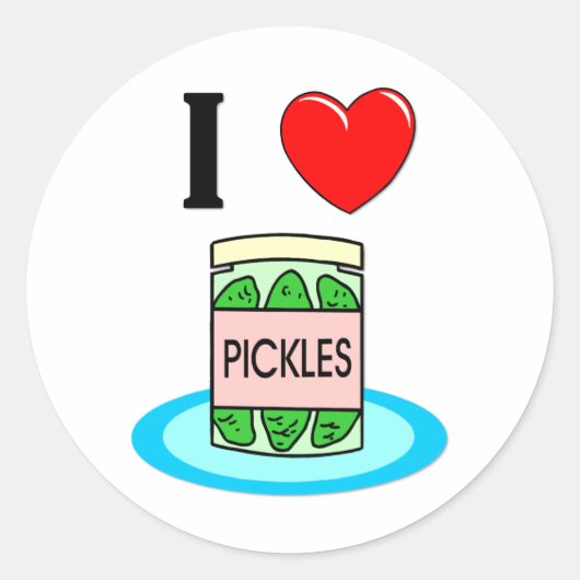 I Liebe Pickles Runder Aufkleber (Vorderseite)