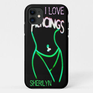 I LIEBE PIERCINGS Green Neon Lady iPhone 5 Fall Case-Mate iPhone Hülle