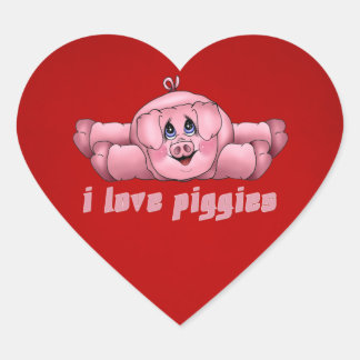 I Liebe Piggies Herz-Aufkleber
