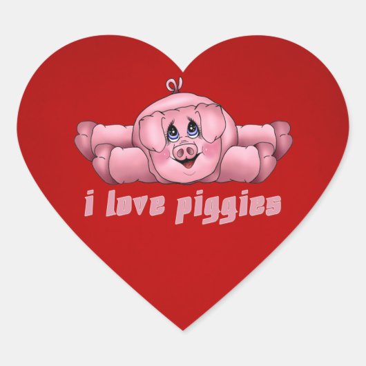 I Liebe Piggies Herz-Aufkleber (Vorderseite)