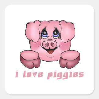 I Liebe Piggies Quadratischer Aufkleber