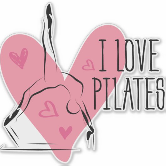 I LIEBE PILATES Pilates Pose über Reformer Aufkleber (Vorderseite)