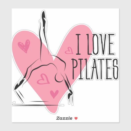 I LIEBE PILATES Pilates Pose über Reformer Aufkleber (Blatt)