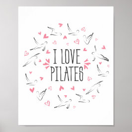 I LIEBE PILATES Pilates Posen in Form eines Kreise Poster