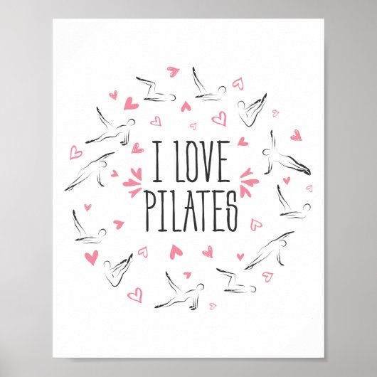 I LIEBE PILATES Pilates Posen in Form eines Kreise Poster (Vorne)