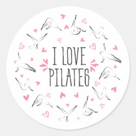I LIEBE PILATES Pilates Posen in Form eines Kreise Runder Aufkleber