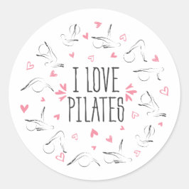 I LIEBE PILATES Pilates Posen in Form eines Kreise Runder Aufkleber