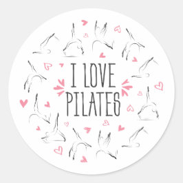 I LIEBE PILATES Pilates Posen in Form eines Kreise Runder Aufkleber
