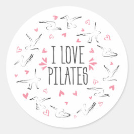 I LIEBE PILATES Pilates Posen in Form eines Kreise Runder Aufkleber