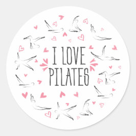 I LIEBE PILATES Pilates Posen in Form eines Kreise Runder Aufkleber